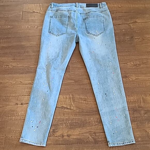 NWT NVLTY London Skinny Splatter Paint Distressed Jeans Size 36 - Picture 10 of 12